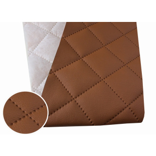 Hnědá prošívaná ekokůže čalounická látka 140cm 0,5mb