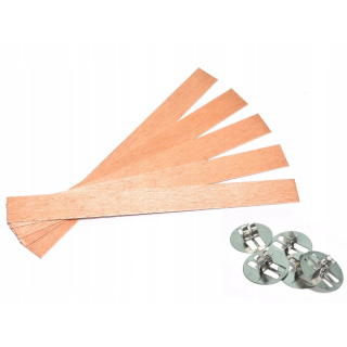 Dřevěné knoty s podstavci 15cm 50ks