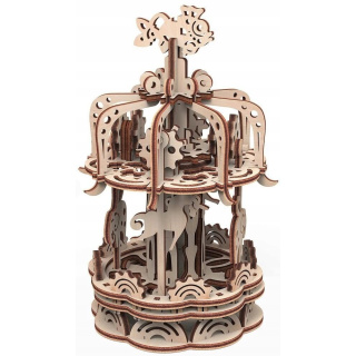 Dřevěný 3D model puzzle kolotoč