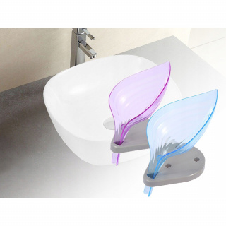 Elegantní držák na mýdlo list 11 x 12 x 9 cm fialový šedý