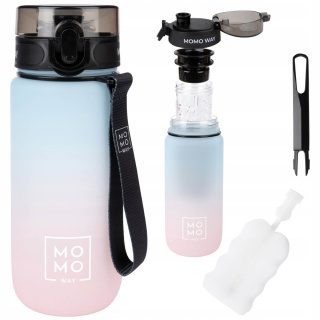 Láhev na vodu sportovní s rukojetí růžová a modrá ombré ION8 0,6 l