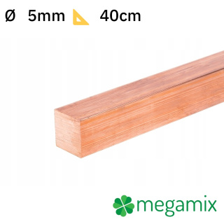 Měděná tyč čtvercová 05x05mm 40cm