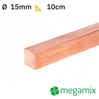 Měděná tyč čtvercová 15x15mm 10cm