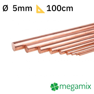 Měděná tyč 1m Φ5mm kovový prut