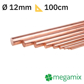 Měděná tyč 1m Φ12mm kovový prut
