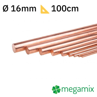 Měděná tyč 1m Φ16mm kovový prut
