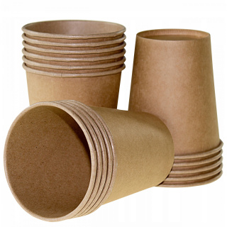 Papírové kelímky Eco 250ml hnědé 100ks 9cm