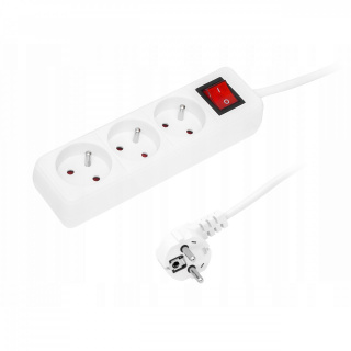 Prodlužovačka s vypínačem 3x zásuvka 1,5m bílý prodlužovací napájecí kabel