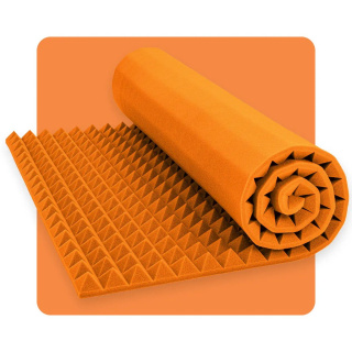 Akustický panel pěna Pyramida 200×100 cm 4 cm oranžový