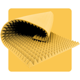 Akustický panel pěna Pyramida 200×100 cm 4 cm žlutý