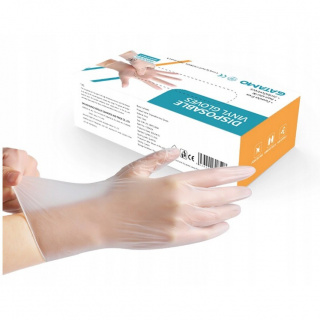 Rukavice 100 ks vinylové bezpúdrové velikost M