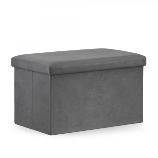 Skládací sedátko s úložným prostorem XL 38x61x38cm šedý samet
