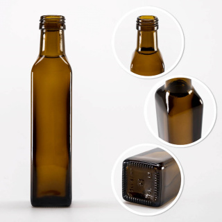 Skleněná láhev 5ks 250ml 21cm MARASCA olivová