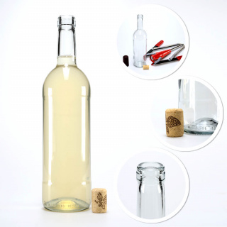 Skleněná láhev na víno 750ml 31cm bílá