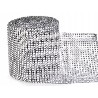 Stříbrný ozdobný diamantový dekorativní pás 12cm 9,1m