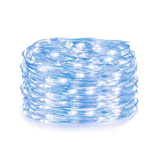 Světelný drátek 20ks LED modrá barva 2m na baterie AA
