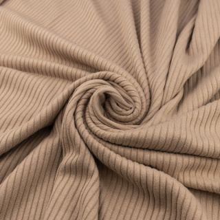 Látka viskózová pletenina teplá béžová pruh 0,5m