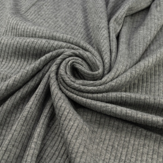 Látka viskózová pletenina šedý melír proužek 0,5m