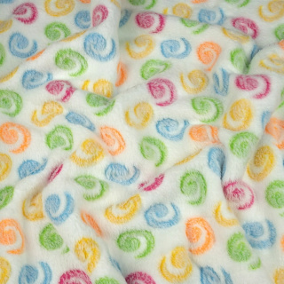 Látka polar krémová měkká barevný vzor 0,5m