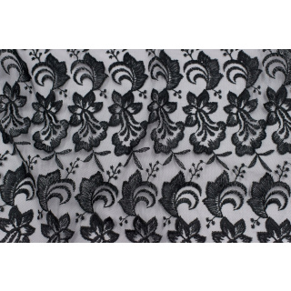 Látka krajka gipiura černá na tyle 0,5m