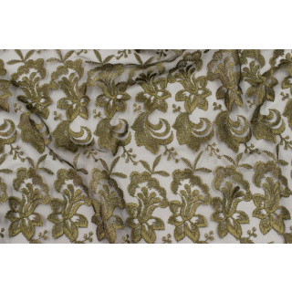 Látka krajka gipiura khaki na délce 0,5m