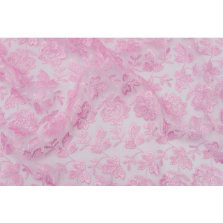 Látka krajka gipiura světle růžová na tylu 0,5m