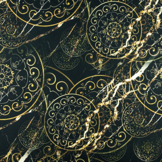 Teplákovina s poutkem černá orientální vzor 0,5m