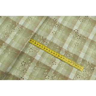 Látka popelín bavlněná výšivka kostka květinový vzor 0,5m