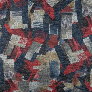 Látka pletenina lurex námořnická modrá geometrický vzor 0,5m