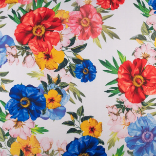 Látka Jersey ITY bílá hladká pletenina květiny 0,5m