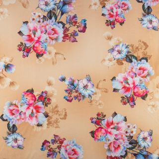 Látka Jersey ITY béžová hladká pletenina květiny 0,5m