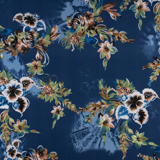 Látka Jersey ITY modrá hladká pletenina květiny 0,5m