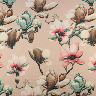 Látka Jersey ITY béžová hladká květiny pletenina 0,5m