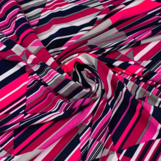 Látka Jersey ITY růžové čtverce pletenina 0,5m