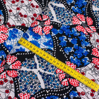 Látka Jersey ITY květy flitry pletenina 0,5m