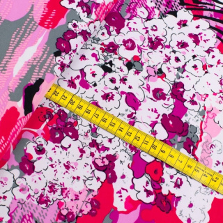 Látka Jersey ITY růžové květy pletenina 0,5m