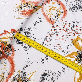 Látka Jersey ITY bílá listy pletenina 0,5m