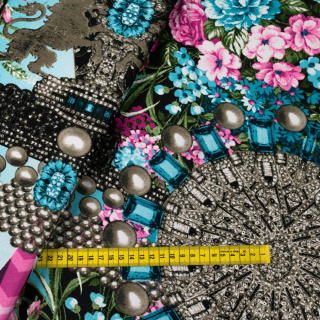 Látka Jersey ITY růžové květy pletenina 0,5m