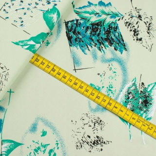 Látka Jersey ITY zelené listy pletenina 0,5m