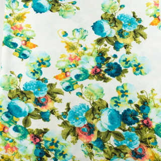 Látka ITY tyrkysová hladká květinová pletenina 0,5m