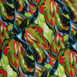 Látka Jersey ITY zelená abstrakce vzor pletenina 0,5m