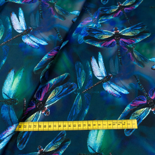 Látka Jersey ITY modrá hladká vážky pletenina 0,5m