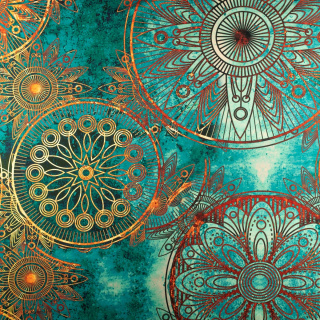 Látka Jersey ITY zelená orientální vzor pletenina 0,5m