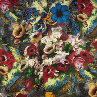 Látka Jersey ITY hladká malované květiny pletenina 0,5m