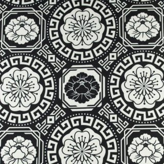 Látka Jersey ITY černá řecká mandala pletenina 0,5m