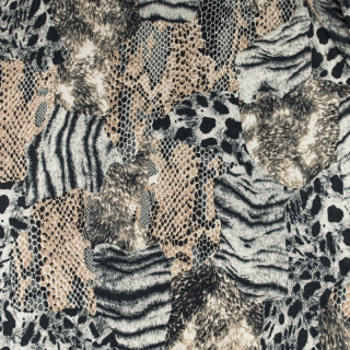 Látka ITY šedá hladká zvířecí vzor pletenina 0,5m