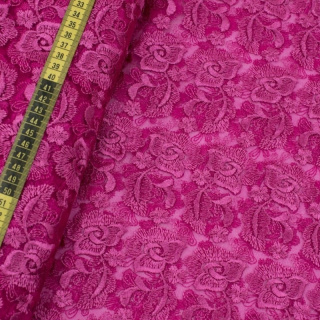 Látka krajka gipiura růžová na tylu 0,5m