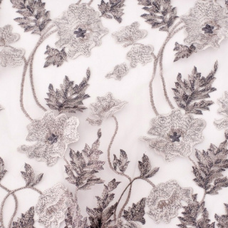 Látka krajka šedá měkká květiny 0,5m