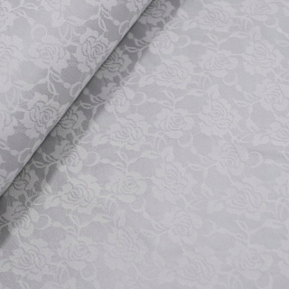 Látka krajka šedá satén bílé květy 0,5m