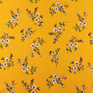 Látka ITY pletenina žlutá hladká květiny 0,5m